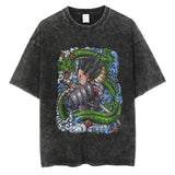 Washed Retro T-Shirt Printed Casual Summer Short Sleeve