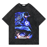 Washed retro t-shirt cartoon print graphic casual cotton summer short sleeves