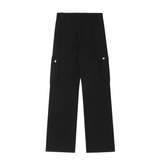 Men Sweatpants Multi-Pocket Cargo Pants Button Slit Straight Casual Trousers Loose