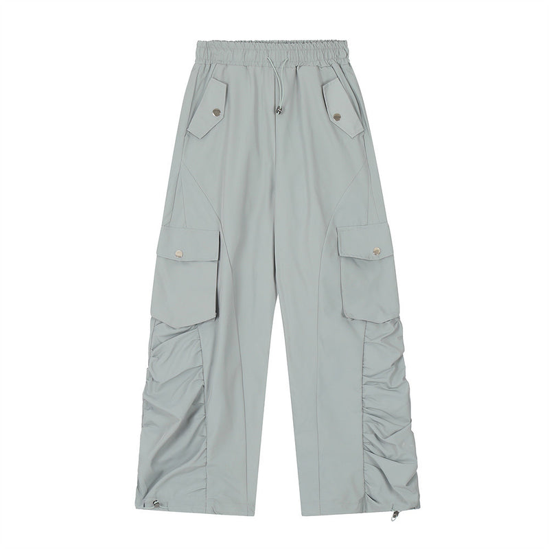 Men Sweatpants Pleated Loose Casual Trousers Men's Business Shirt Elastic Drawstring Jogger Pants