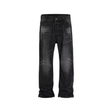 MIJKO Men Vintage Pants MIJKO Trousers Trendy Washed Straight Jeans