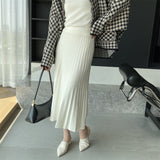 Women Knitted Skirt Autumn and Winter Knitting Skirt Pleated Skirt Loose