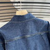 Women Jacket Spring and Autumn Loose Washed-out Lapel Casual Workwear Denim Jacket