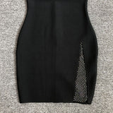 Women Evening Dress Sexy Sexy Sleeveless Grid Evening Dress Bandage One-Piece Dress