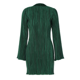 Women Dresses Autumn Striped Slim Fit round Neck Long Sleeves Sheath Dress