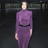 Women Dresse Autumn and Winter Turtleneck Long Sleeve Dress Sheath Dress