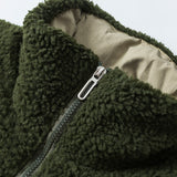 Unisex Winter Cotton Coat Lambswool down Jacket Retro Loose down Jacket