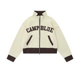 Women Jacket Letter Affixed Cloth Embroidered Turtleneck Multi-Color Coat