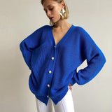 Ladies Leisure Knitwear Loose Knitted Sweater Women Casual Solid Color Autumn and Winter Cardigan