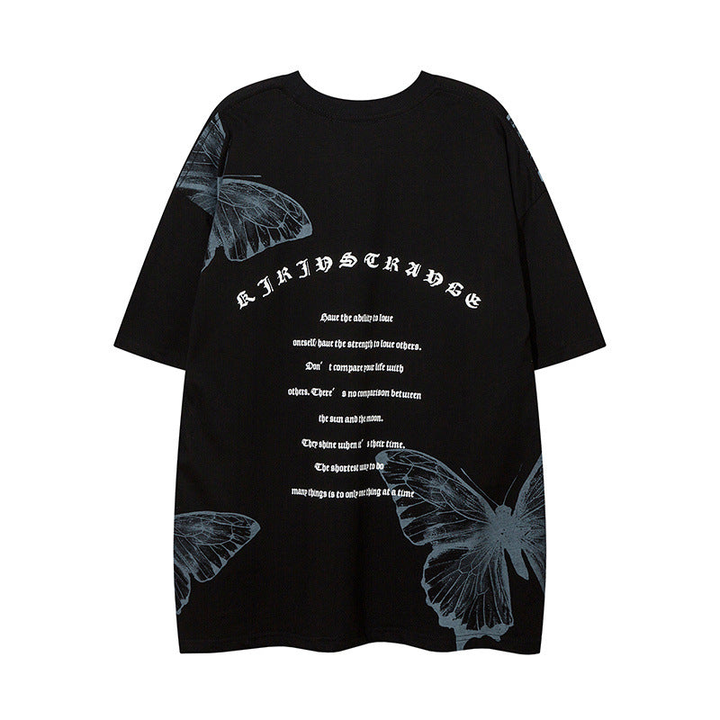 Men T Shirt Butterfly Print Couple Short Sleeve T-shirt