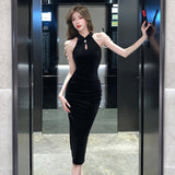 Women Maxi Dress Summer and Autumn Dress Hip Velvet Dress