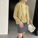 Women Knitted Two-Piece Set Turtleneck Vest Cardigan Knitted Two-Piece X3050