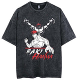 Pure cotton washed and old printed cartoon style T-shirt