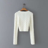 Women Sweater Knitwear V-neck Sexy Midriff-Baring Sweater Female Vintage Knitted Cardigan Short Top
