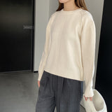 Women Winter Knitted Sweater Hollow Hole round Neck Sweater Autumn Loose-Fitting Long Sleeve Sweater Ht09