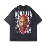 Men T Shirt Rapper Portrait Distressed Short-Sleeved T-shirt Men Hip Hop Retro Loose Half-Sleeved T-shirt
