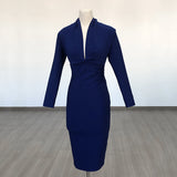 Women's Evening Dress Sexy V-neck Long Sleeve Bandage One-Piece Dress