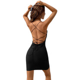 Women Dress Spring and Summer Sexy Backless Knitted Sleeveless Sheath Dress