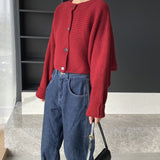 Women Cardigan Sweater Autumn Cardigan Top Knitted Cropped Coat Top 8t3108