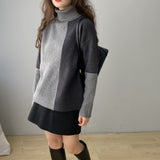 Women Winter Knitted Sweater Autumn and Winter Turtleneck Pullover Retro Loose Knitted Top 8t3099
