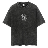 Men Fashion Streetwear Washed Black T-Shirt Harajuku Japanes