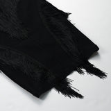 Women Evening Dress Sexy Tassel Formal Dress V-neck Bandage One-Piece Dress