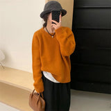 Women Knitted Pullover Autumn and Winter round Neck Sweater Loose Top