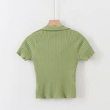 Women Sweater Knitwear Summer Polo Collar Knitted Top