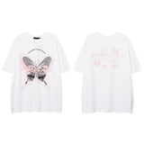 Men T Shirt Summer Butterfly Graffiti Puff Print Couple Short Sleeve T-shirt