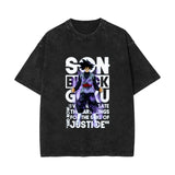 Washed and old retro short-sleeved T-shirt anime dragon ball