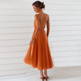 Women Date Dress Summer Sexy Tulle Skirt V-neck Dress Dress
