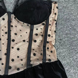Women Evening Dress Lace Dot Dress Mesh Sexy Dress