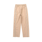 Men Sweatpants Zipper Casual Wide-Leg Trousers