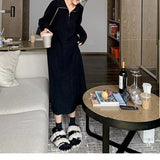 Women Knitwear Fall and Winter Lapels Zipper Sweater Loose Sweater