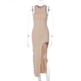 Women Dresses Spring Sexy round Neck Sleeveless Dress