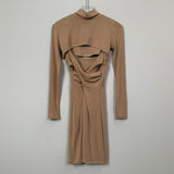 Women Dresses Turtleneck Long Sleeve Blouse V-neck Brace Dress Two-Piece Suit Hip Skirt