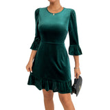 Women Dress Autumn and Winter round Neck Slim Fit Skirt