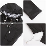 Women's Trench Coat Long-Sleeved Waterproof Mid-Length Trench Coat Women's Hooded Striped Raincoat