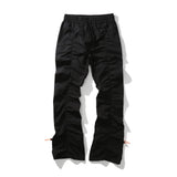 Men Sweatpants Solid Color Pleated Bell-Bottom Pants Casual Pants Straight-Leg Trousers