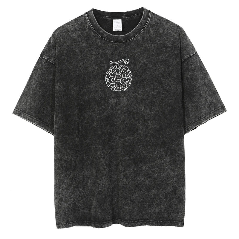 Men Fashion Streetwear Washed Black T-Shirt Harajuku Japanes