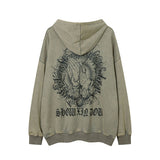 Men Hoodie Gothic Vintage Printed Washed Hooded Sweater