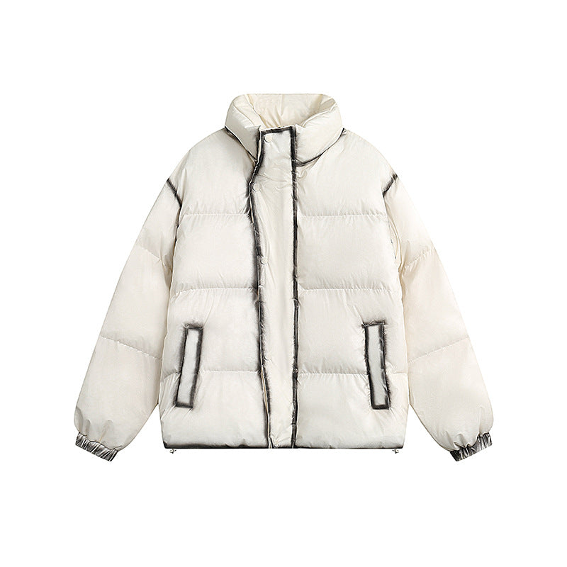 Unisex Winter Cotton Coat Winter Warm Stand-up Collar Cotton-Padded Clothes Vintage Distressed Loose Cotton Coat