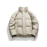 Unisex Winter Cotton Coat Stand-up Collar down Jacket Vintage White Duck down Warm down Jacket
