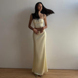 Women Tops Spring Bare Midriff Slim Fit Two-Piece Set Sexy Camisole Mid-Length Dress Set