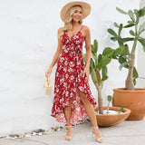 Women Date Dress Summer Sexy Suspender Dress Irregular Pattern Print Dress