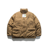Unisex Winter Cotton Coat Stand-up Collar down Jacket Retro Loose down Jacket