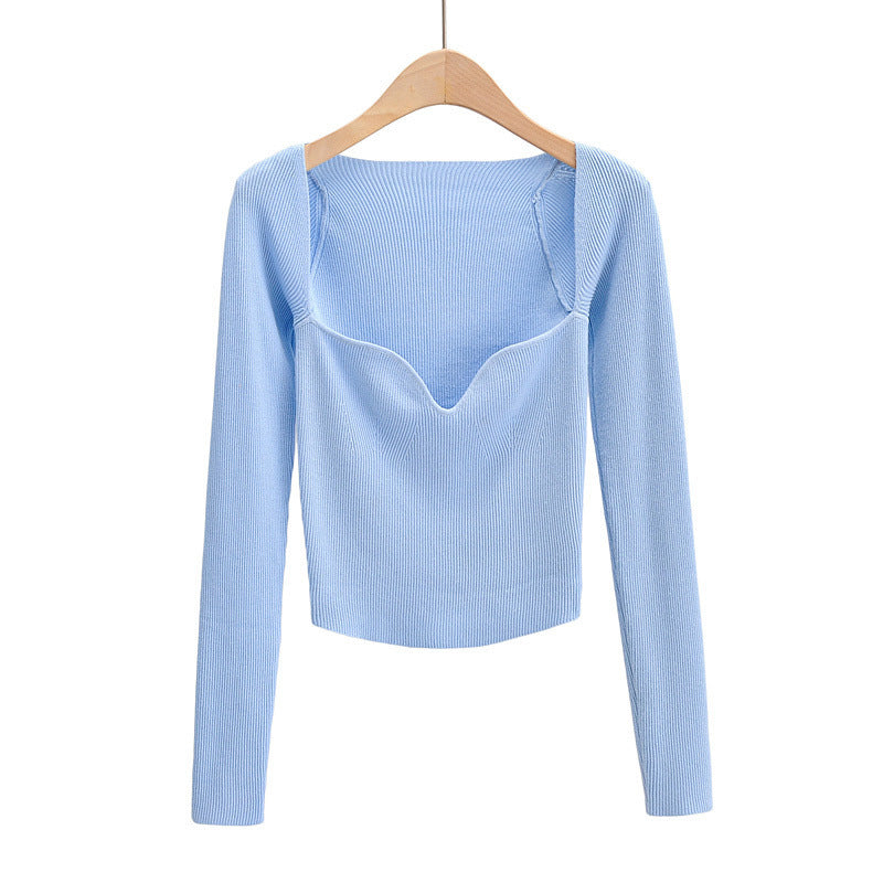 Women Sweater Knitwear Autumn Long Sleeve off-Shoulder Knitwear Pullover Top