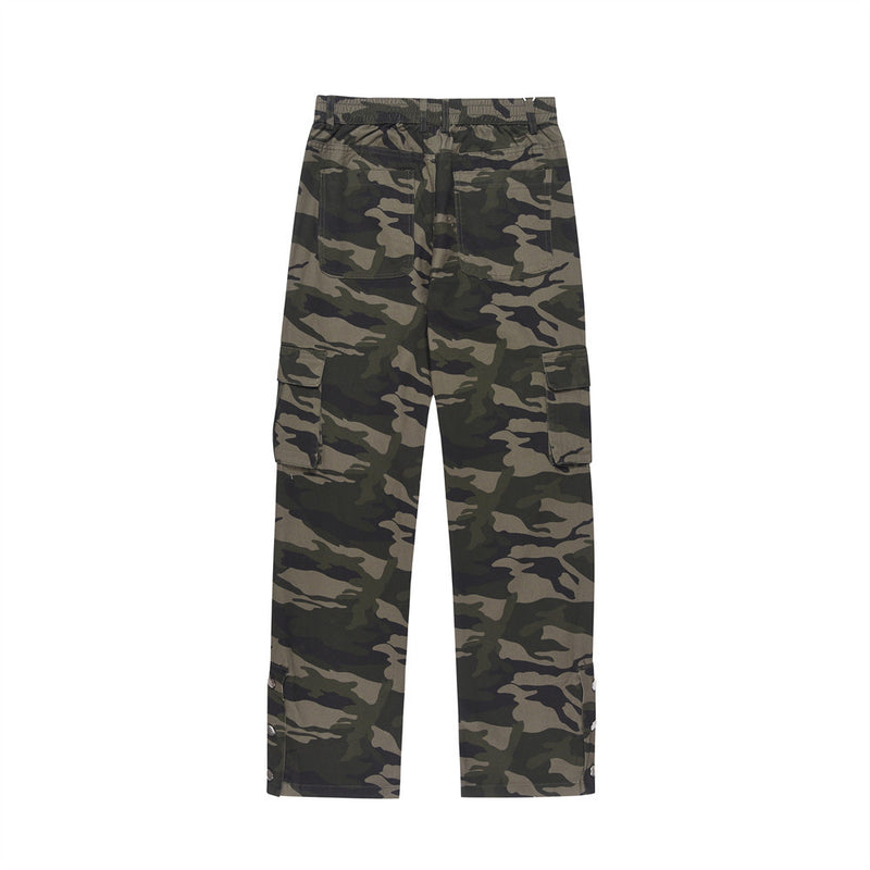Men Sweatpants Multi-Pocket Camouflage Cargo Pants Function Straight-Leg Trousers
