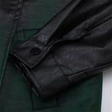 Men Jacket Coat Dyed Biker's Leather Jacket Men's Spring and Autumn Baggy Coat Leather Coat