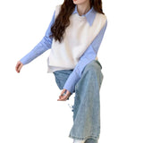 Women Knitted Pullover Autumn and Winter round Neck Vest Short Vest Top